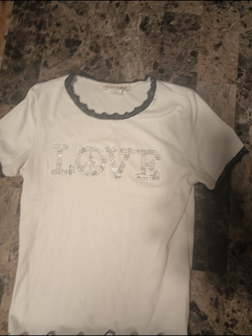 adidas White Short Sleeve Tee with 'LOVE' Crystal Detail